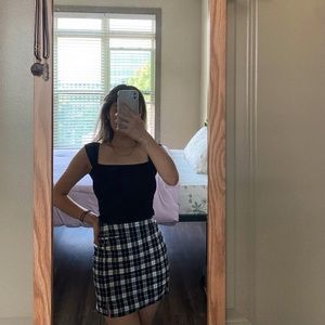 garage brand black square neck knit top